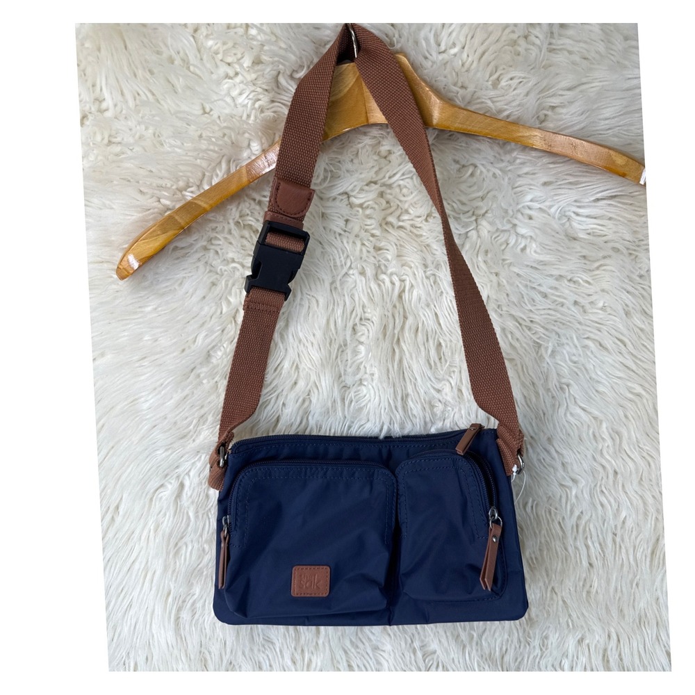 NWT The Sak Esperato Nylon Crossbody Bag Navy Blue Adjustable Strap Travel Beach - Picture 3 of 12